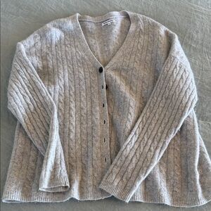 Reformation Light Gray Cable Knit Cardigan